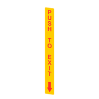 Gelber Aufkleber "PUSH TO EXIT"